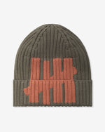 OLIVE::An olive Undefeated Knit Icon Cuff Beanie on a white background.