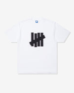 WHITE::A white Undefeated Blur Icon S/S Tee on a white background.