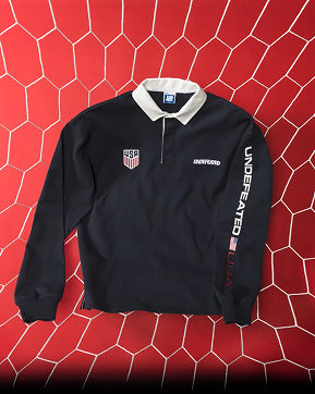 Montage of UNDEFEATED Team USA Soccer apparel. Click to Shop apparel